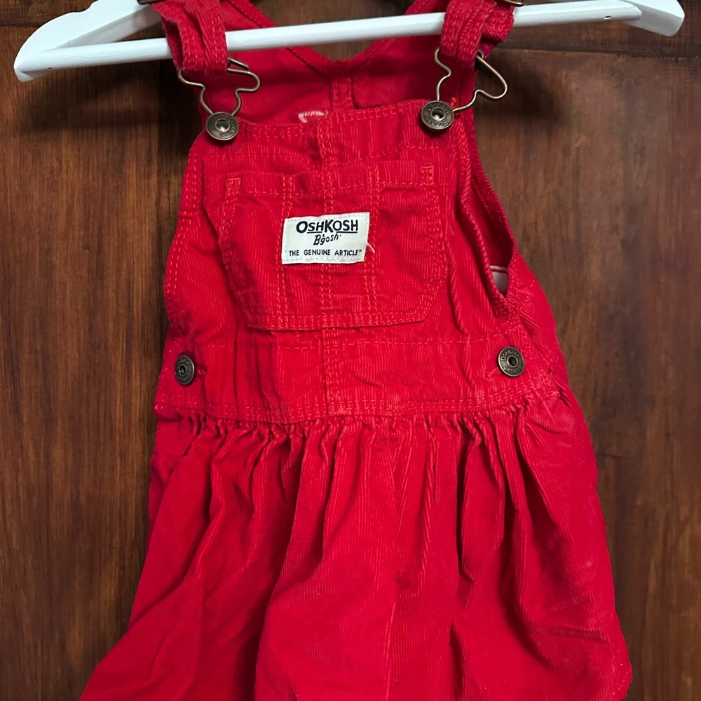 OshKosh B'gosh Red Corduroy Overalls Dress
